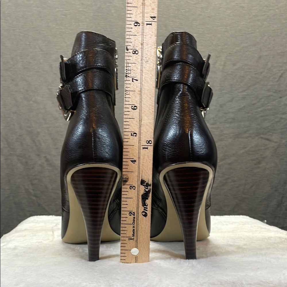 Calvin Klein Brown Heeled Boots‎ with Decorative Buckle - Picture 5 of 8